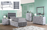 Orchest Gray PU & Gray Twin Bed  Half Price Furniture