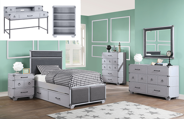 Orchest Gray PU & Gray Twin Bed  Half Price Furniture
