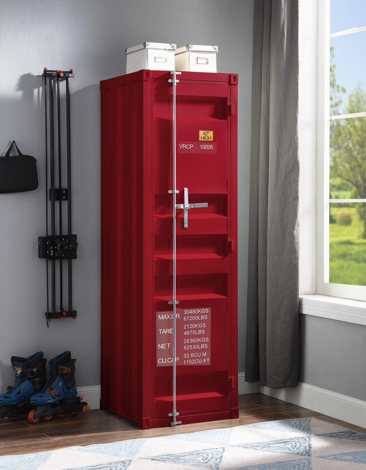 Cargo Red Wardrobe (Single Door)  Half Price Furniture