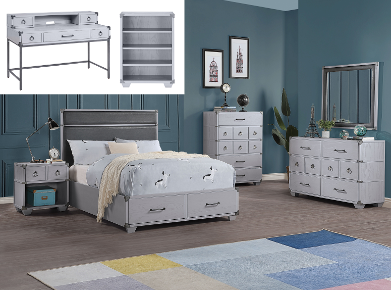 Orchest Gray PU & Gray Twin Bed (Storage)  Half Price Furniture