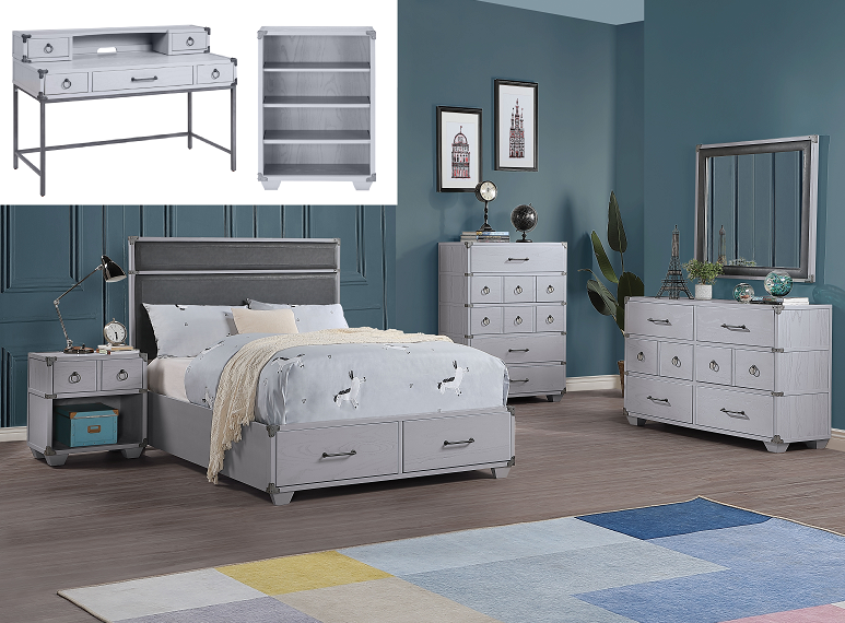 Orchest Gray PU & Gray Full Bed (Storage) Half Price Furniture