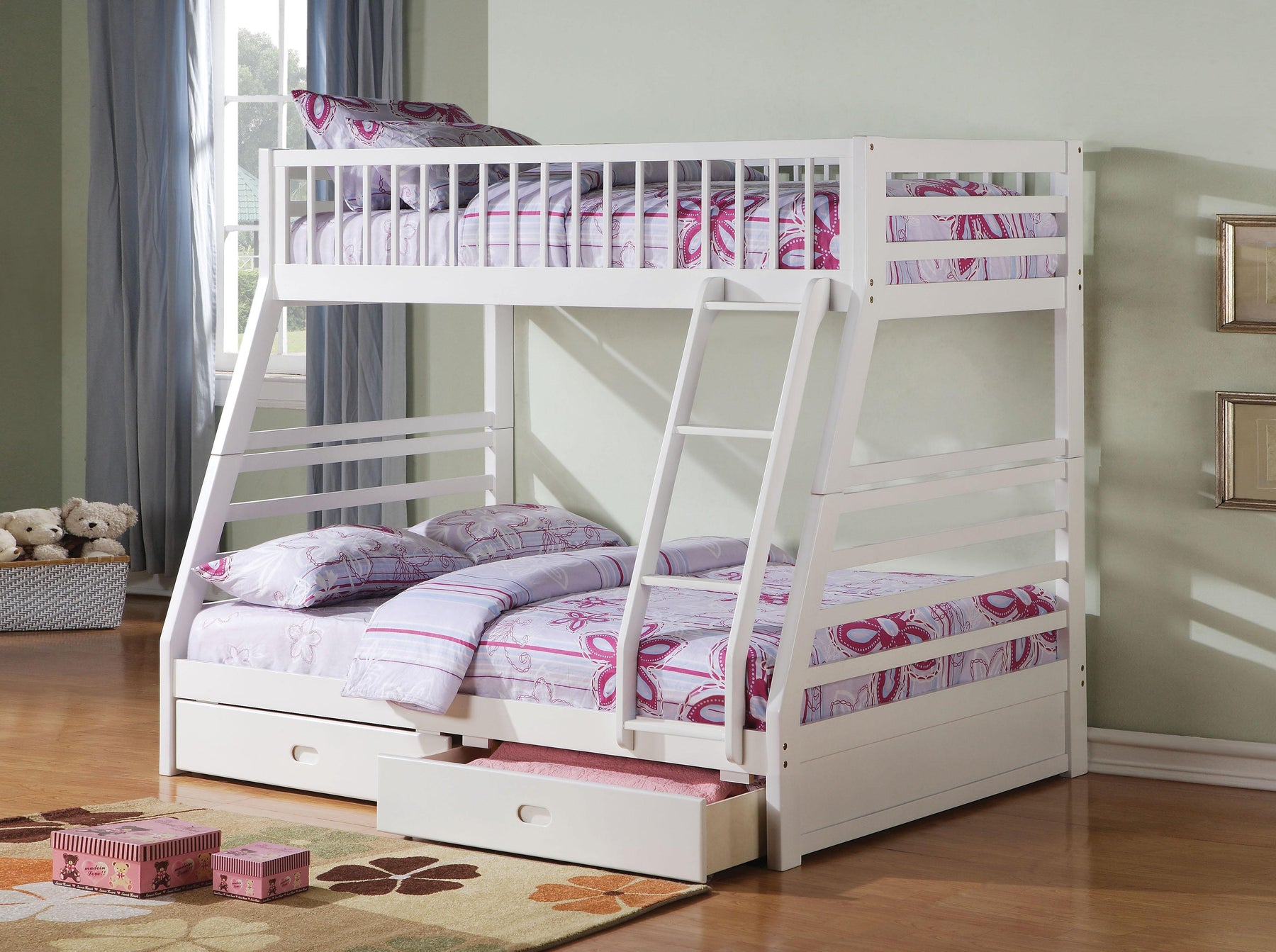 Jason White Bunk Bed (Twin/Full)  Half Price Furniture