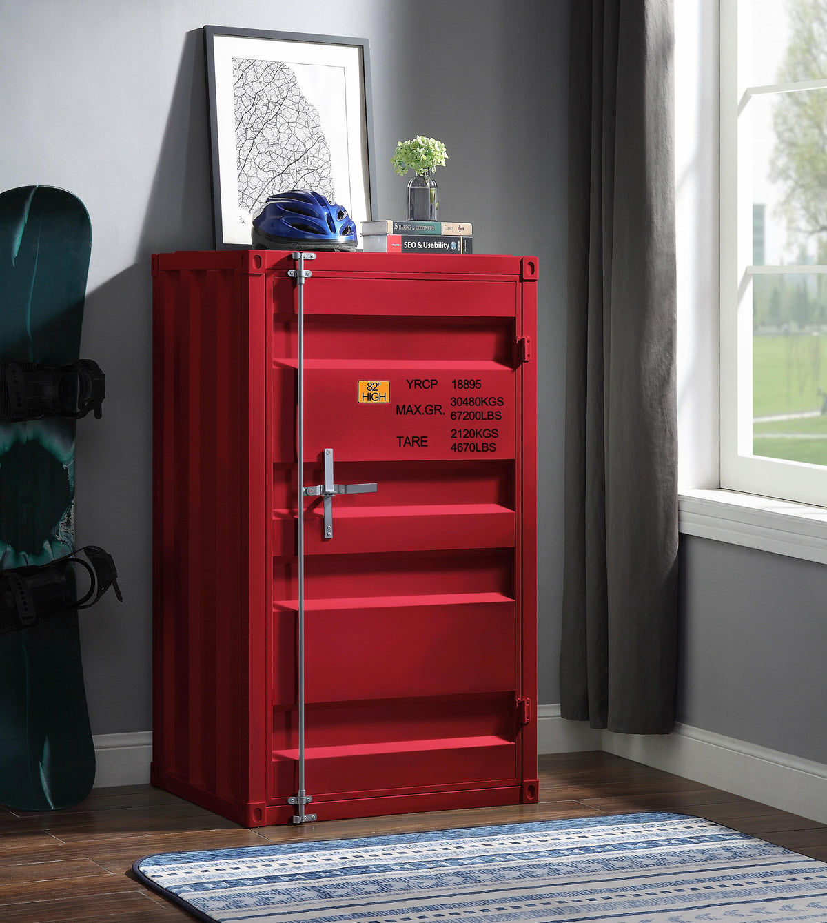 Cargo Red Chest (Single Door)  Half Price Furniture