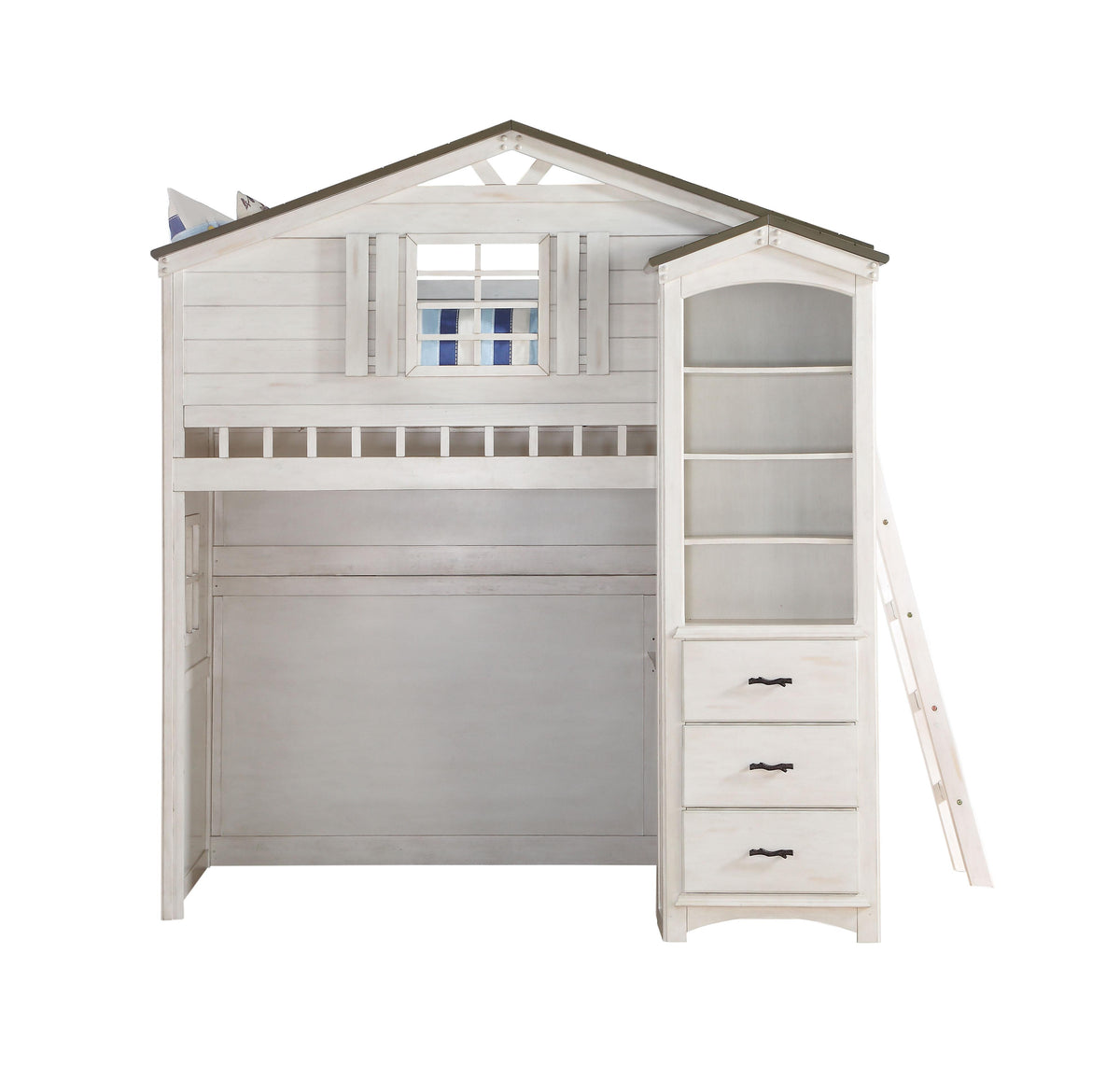 Tree House Weathered White & Washed Gray Loft Bed (Twin Size) Half Price Furniture