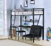 Senon Silver & Black Loft Bed & Desk Half Price Furniture