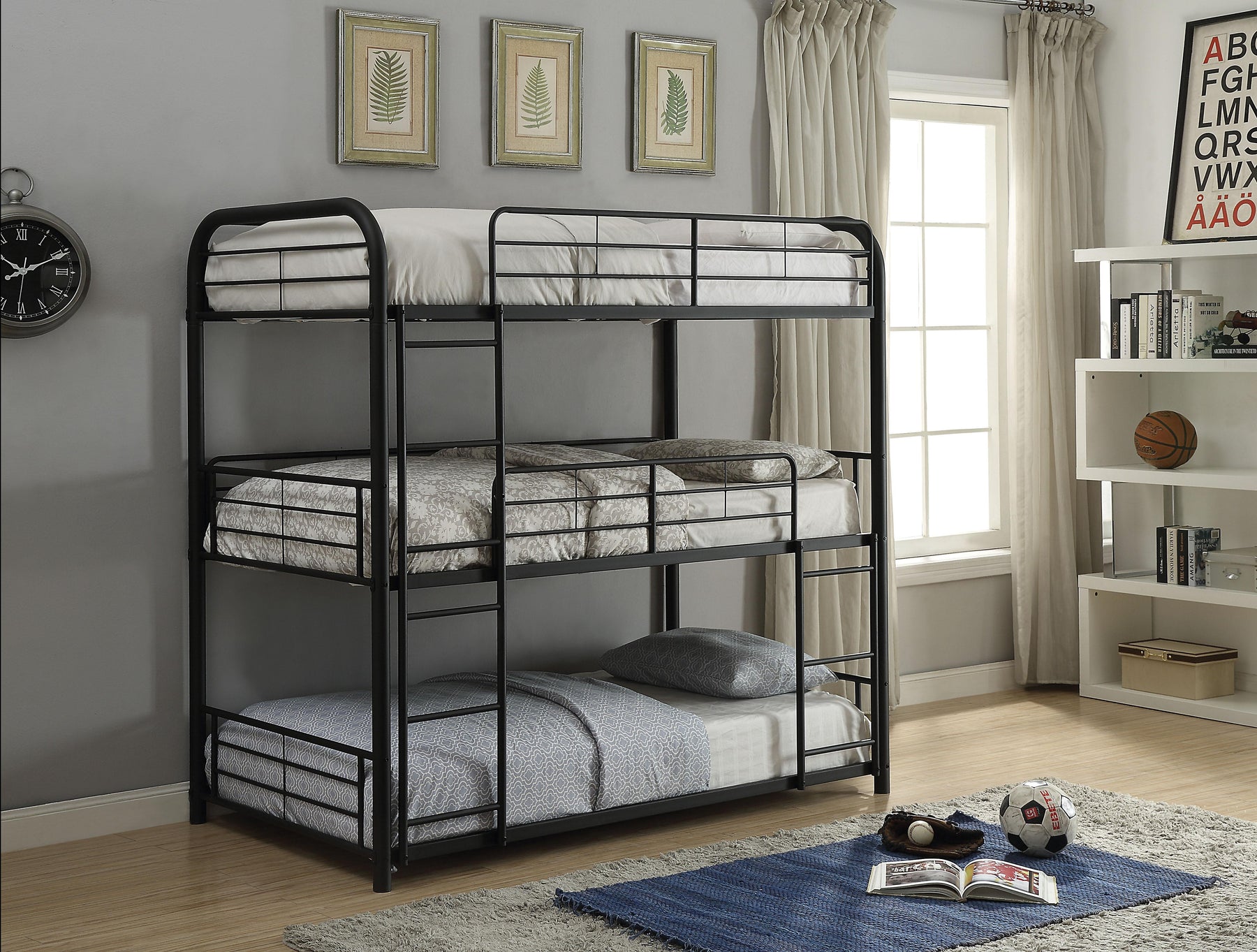 Cairo Sandy Black Bunk Bed (Triple Full)  Half Price Furniture