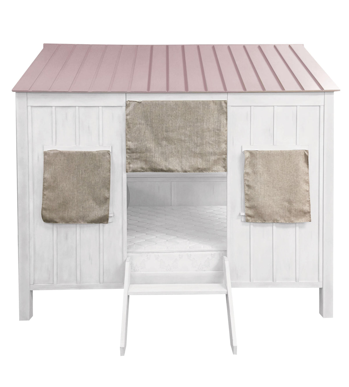 Spring Cottage White & Pink Full Bed  Half Price Furniture