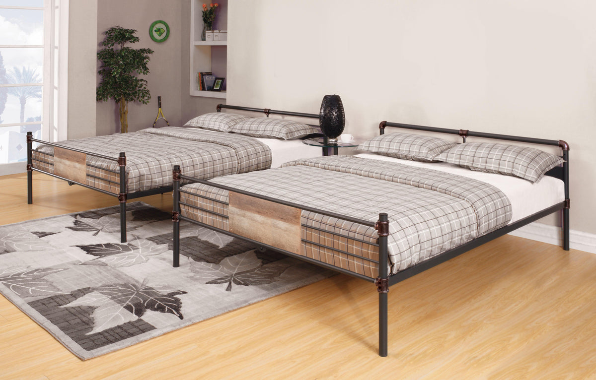 Brantley Sandy Black & Dark Bronze Hand-Brushed Bunk Bed (Queen/Queen)  Half Price Furniture