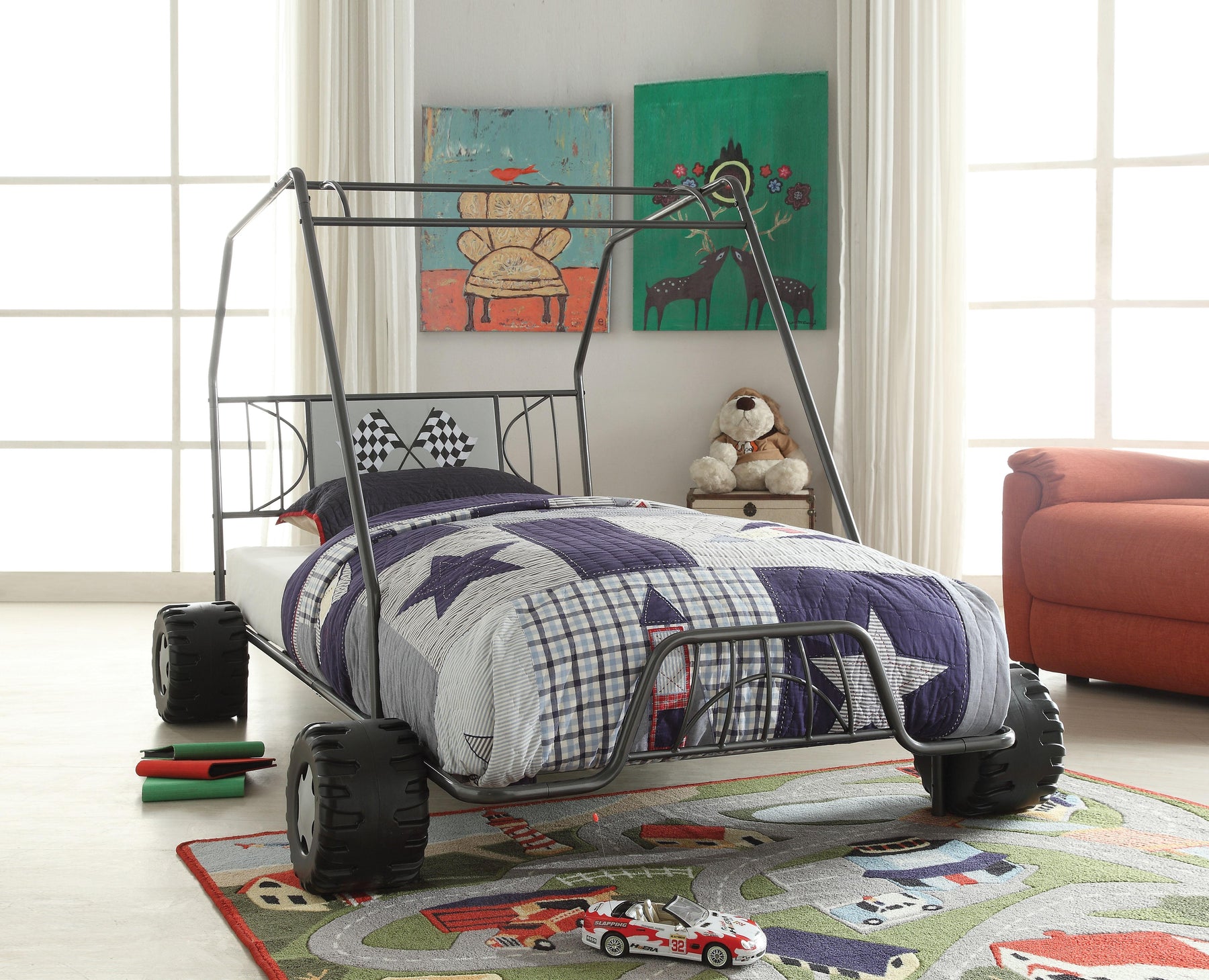 Xander Gunmetal Go Kart Twin Bed  Half Price Furniture