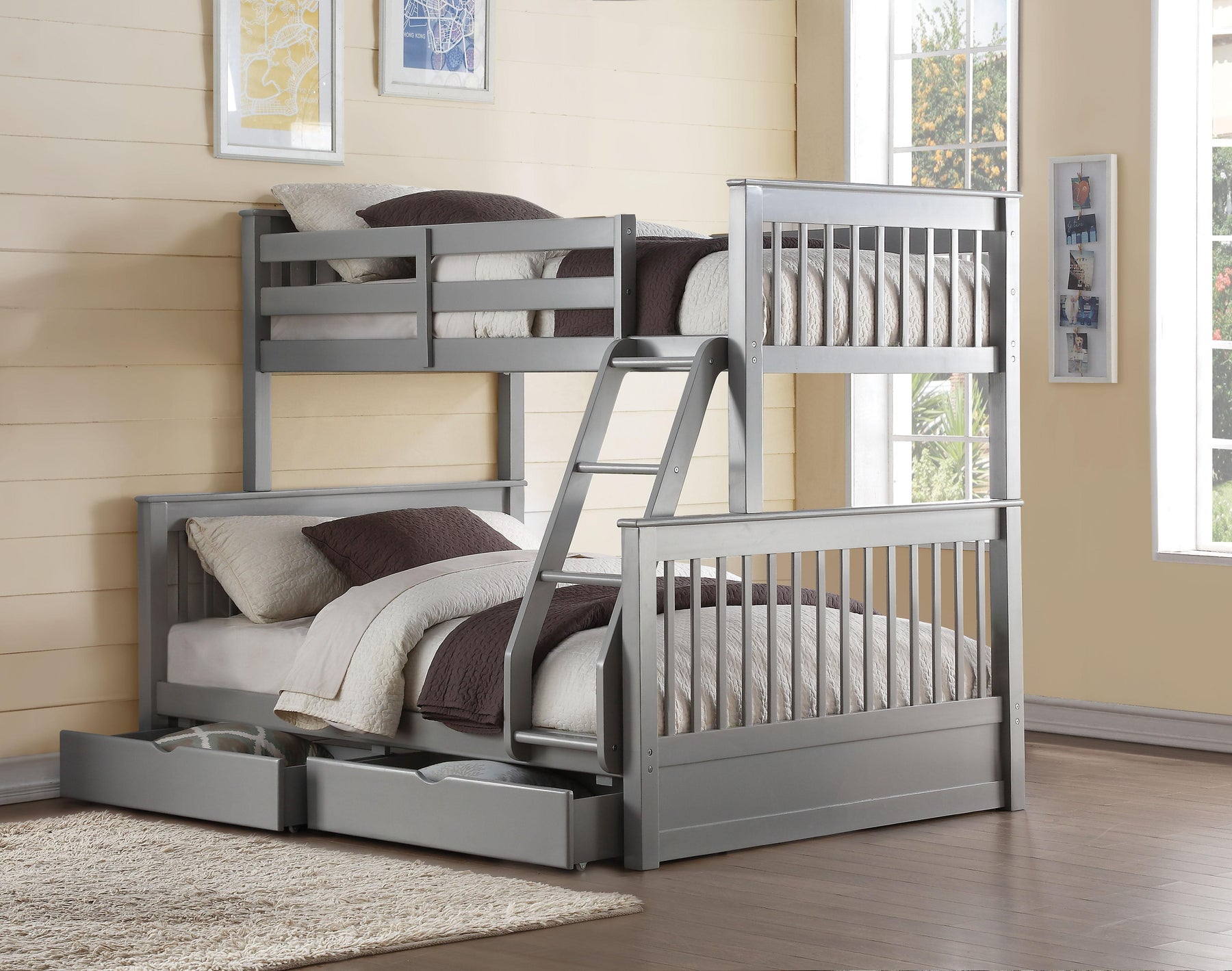 Haley II Gray Bunk Bed (Twin/Full) Half Price Furniture