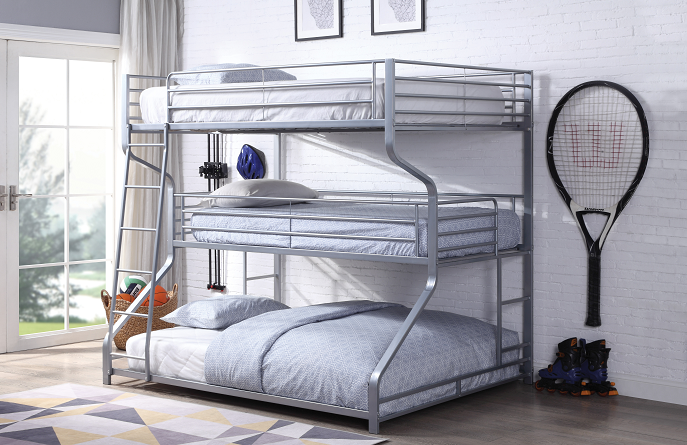 Caius II Silver Bunk Bed (Triple Full/Twin/Queen)  Half Price Furniture