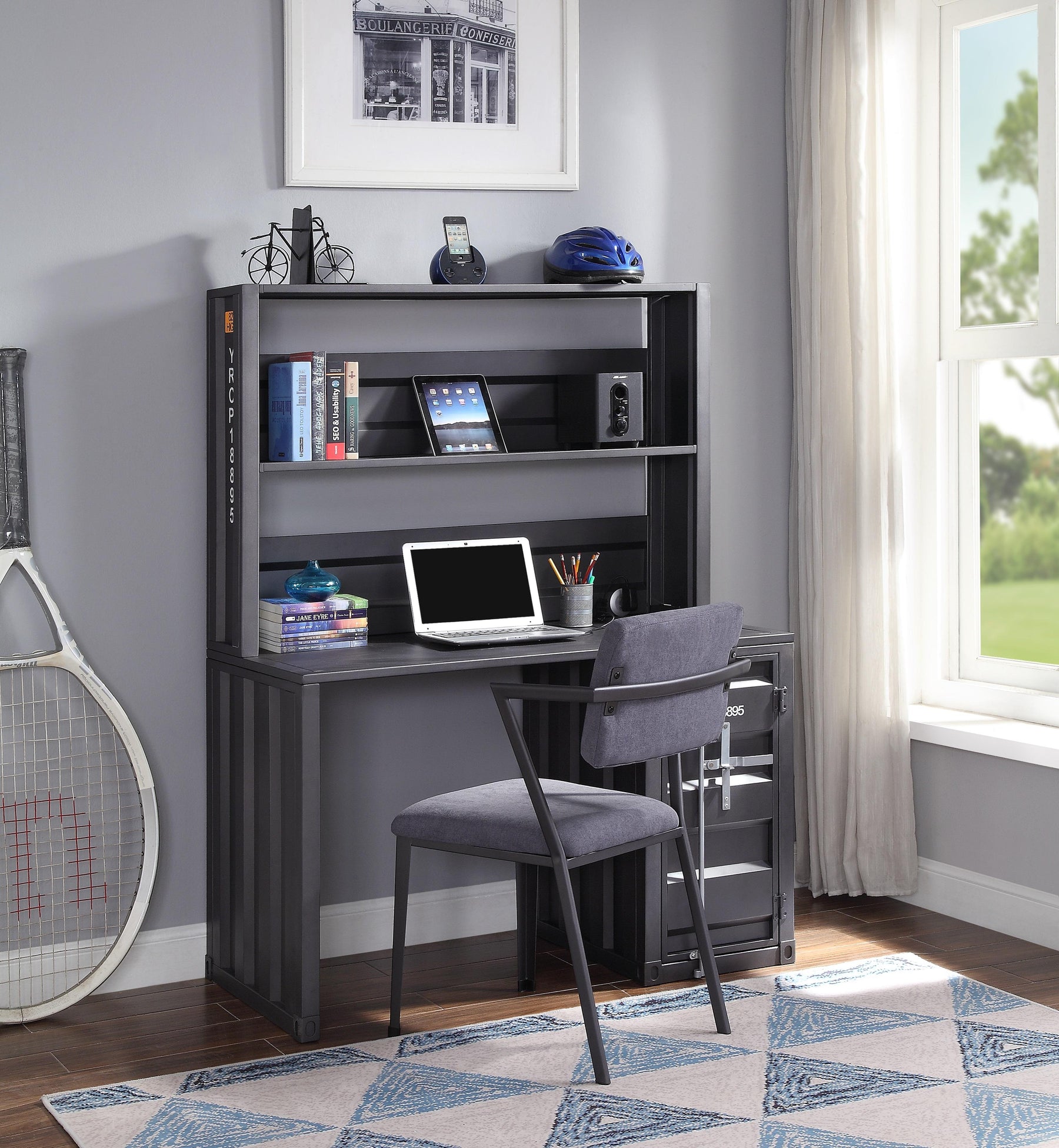 Cargo Gunmetal Desk & Hutch  Half Price Furniture