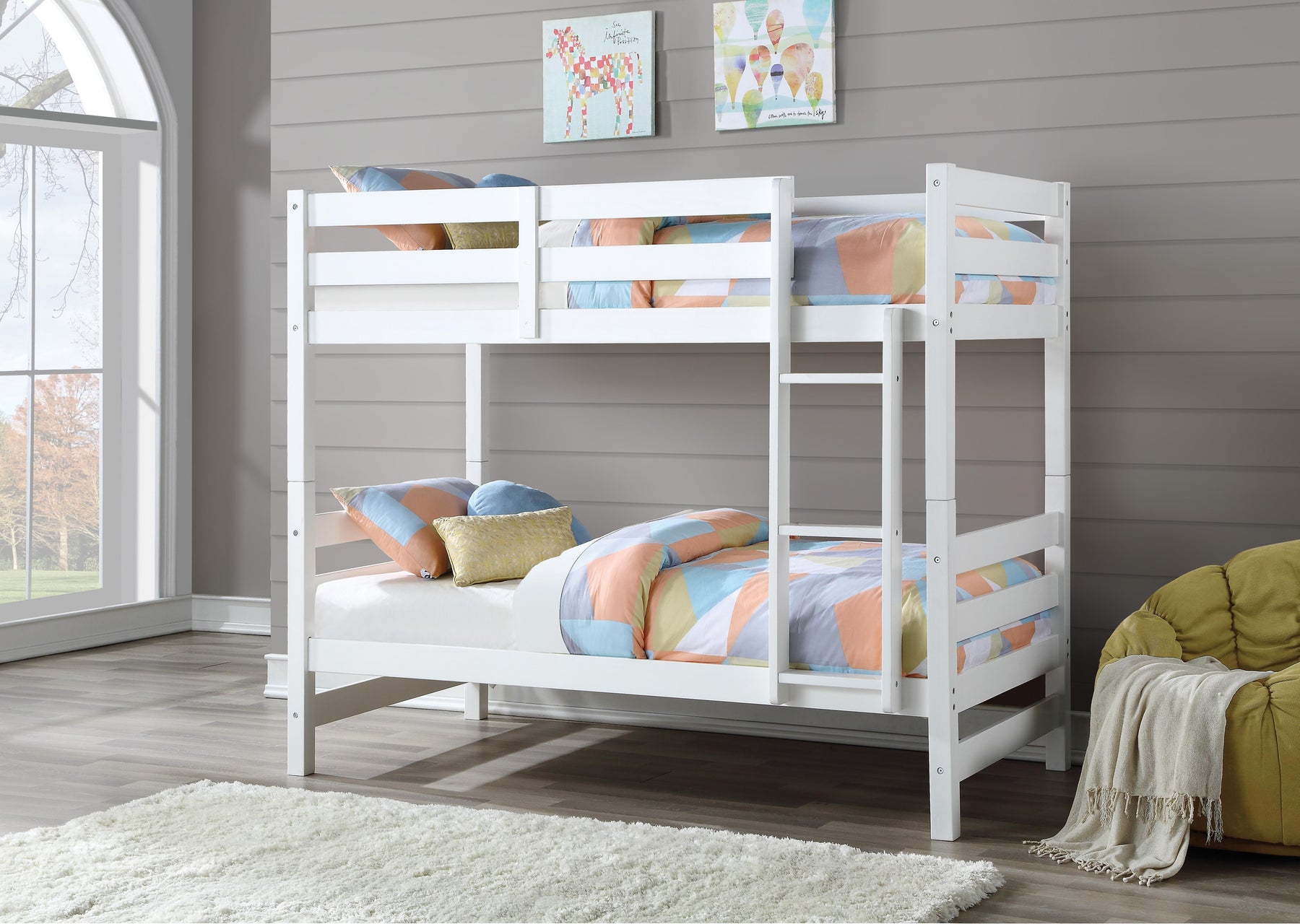 Ronnie White Bunk Bed (Twin/Twin)  Half Price Furniture