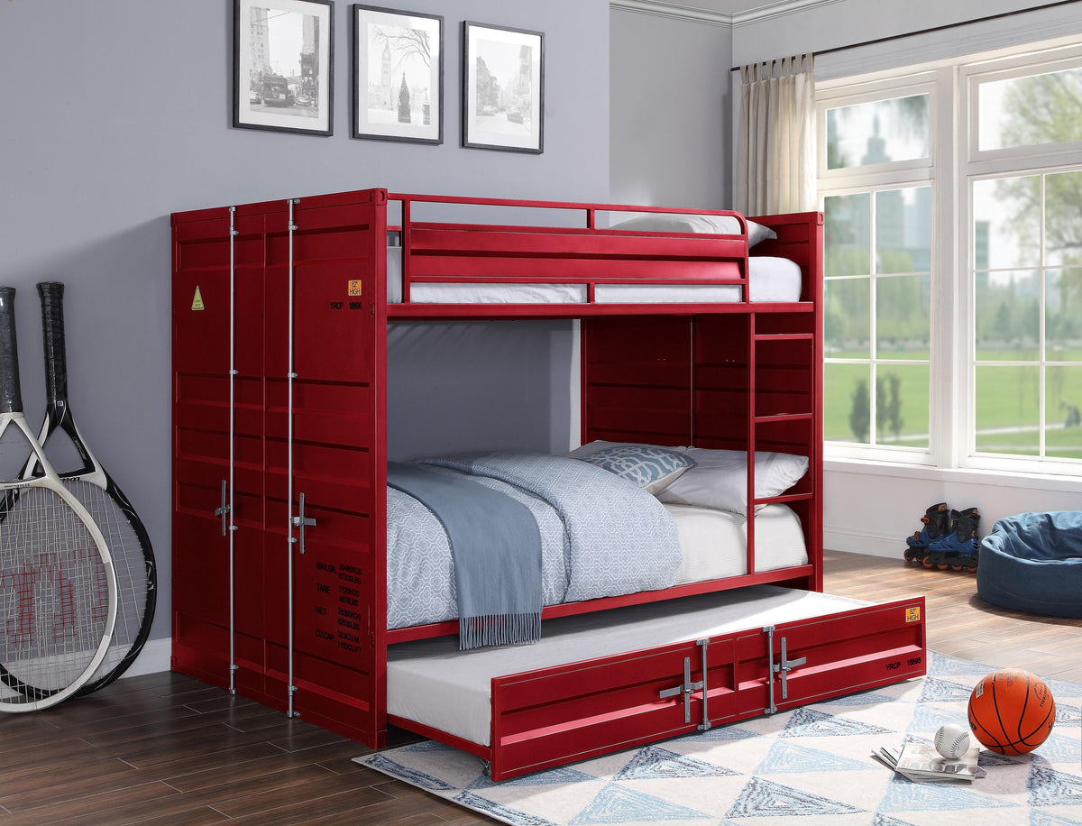 Cargo Red Bunk Bed (Full/Full)  Half Price Furniture