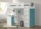 Nerice White & Teal Loft Bed Half Price Furniture