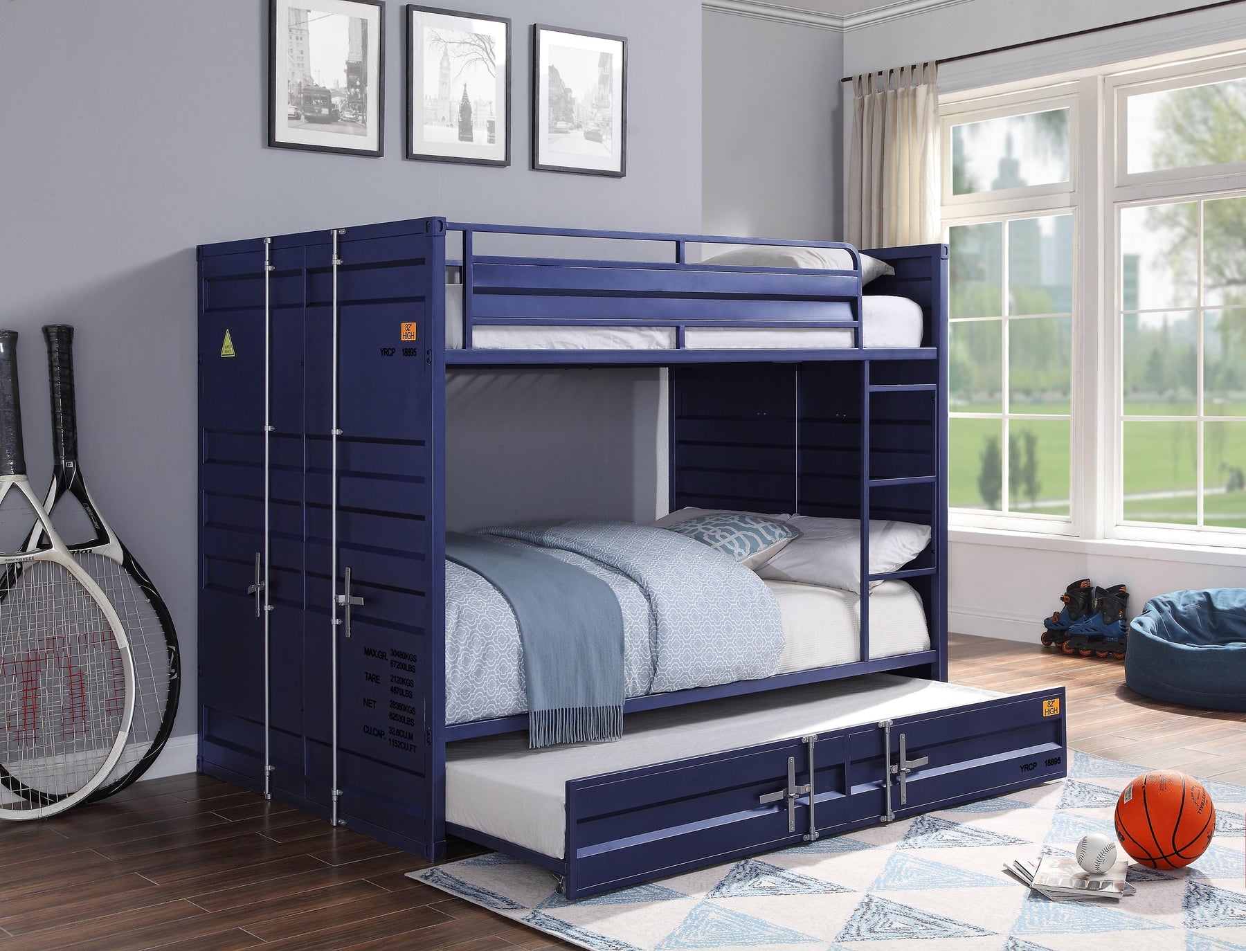 Cargo Blue Bunk Bed (Full/Full) Half Price Furniture