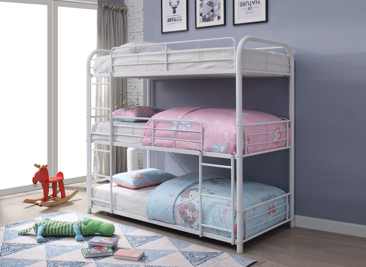 Cairo White Bunk Bed (Triple Twin) Half Price Furniture