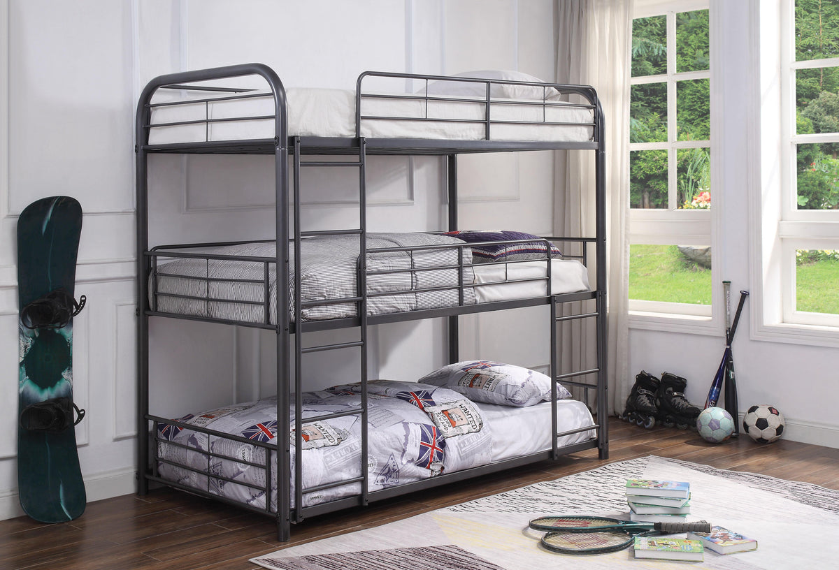 Cairo Gunmetal Bunk Bed (Triple Twin) Half Price Furniture