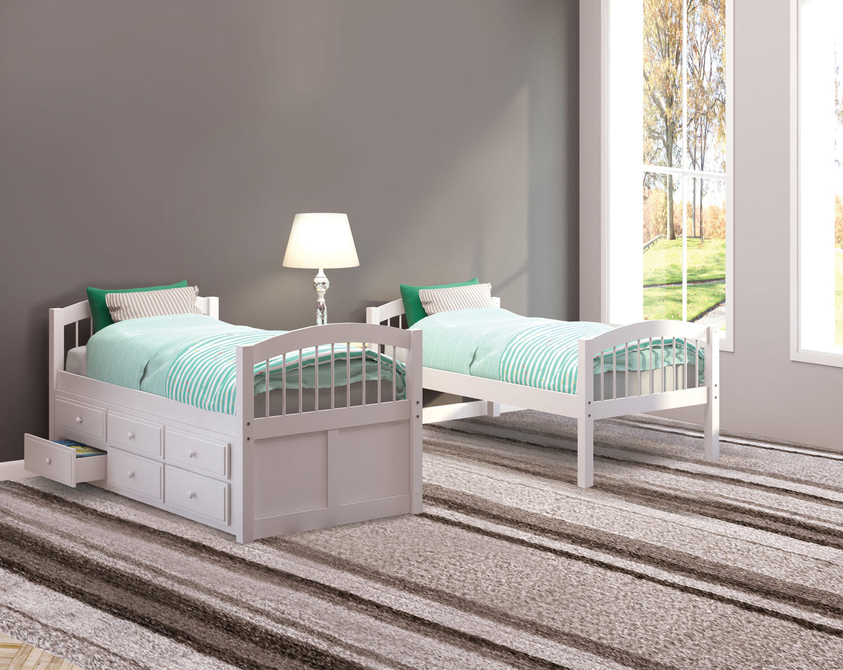 Micah White Bunk Bed & Trundle (Twin/Twin)  Half Price Furniture