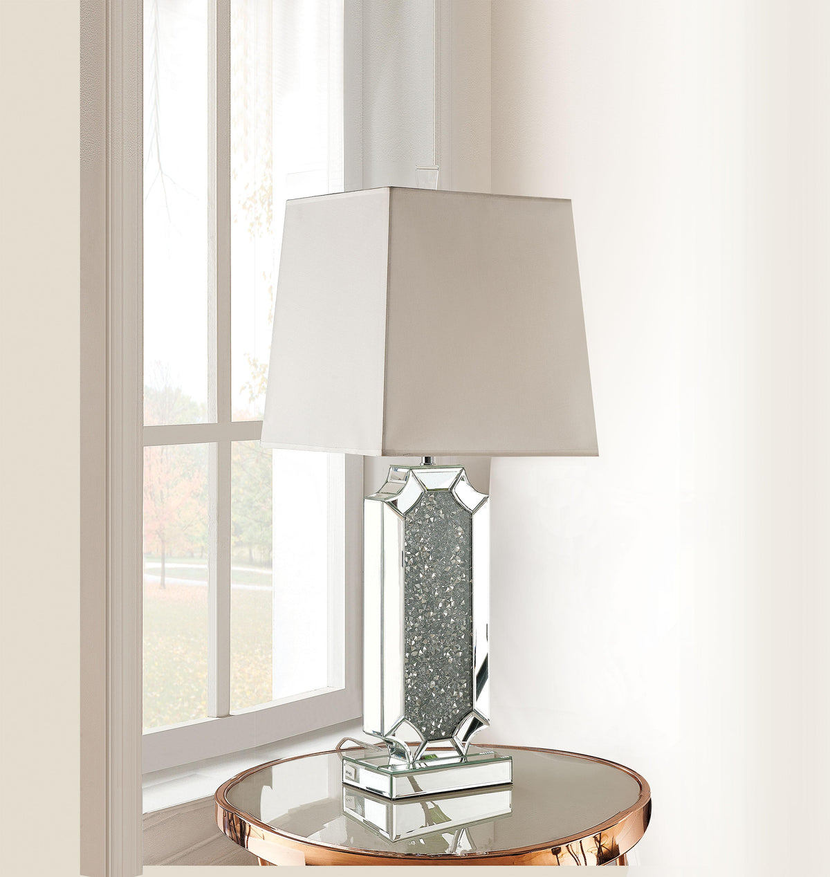 Noralie Mirrored & Faux Diamonds Table Lamp  Half Price Furniture