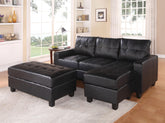 Lyssa Black Bonded Leather Match Sectional Sofa & Ottoman Half Price Furniture