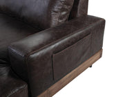 Silchester Oak & Distress Chocolate Top Grain Leather Sofa Half Price Furniture