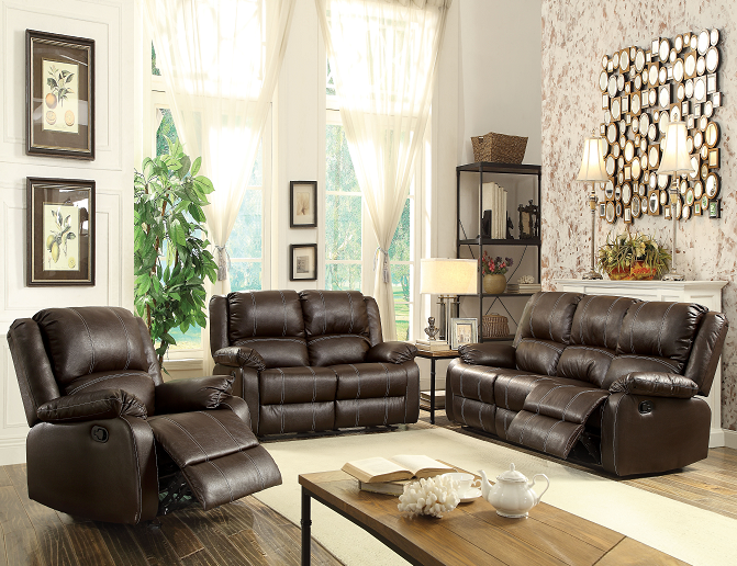 Zuriel Brown PU Sofa (Motion)  Half Price Furniture