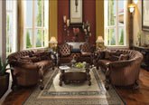 Versailles Brown Velvet & Cherry Oak Sofa w/5 Pillows Half Price Furniture