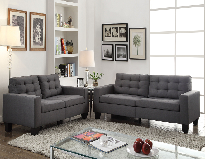 Earsom Gray Linen Sofa  Half Price Furniture