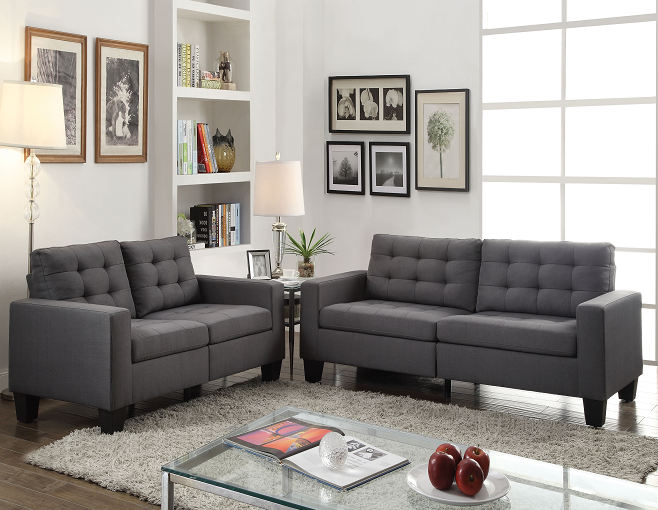 Earsom Gray Linen Sofa Half Price Furniture