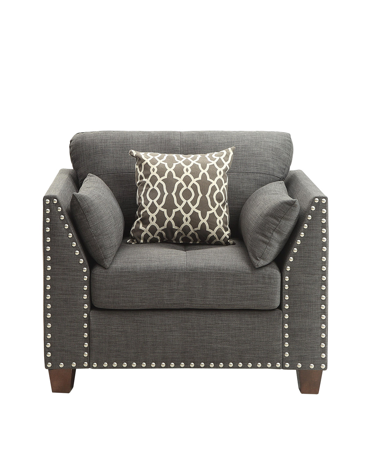 Laurissa Light Charcoal Linen Chair & 3 Pillows  Half Price Furniture