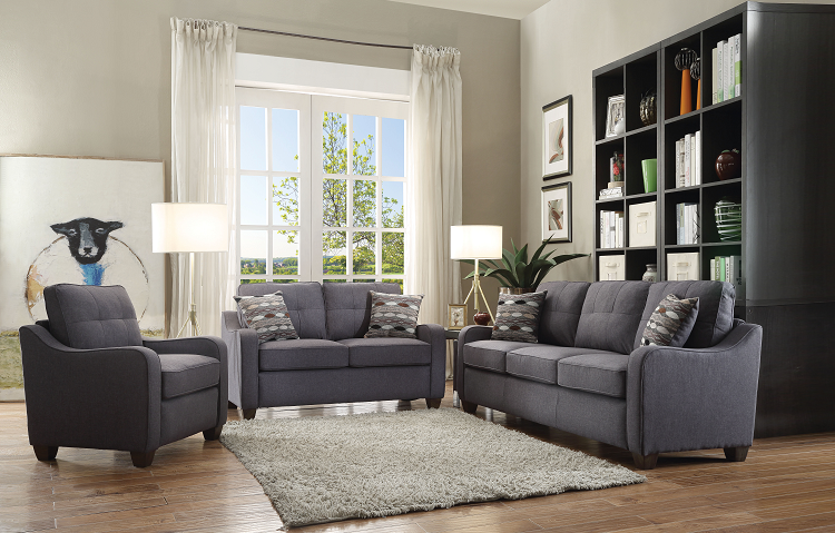 Cleavon II Gray Linen Sofa w/2 Pillows  Half Price Furniture