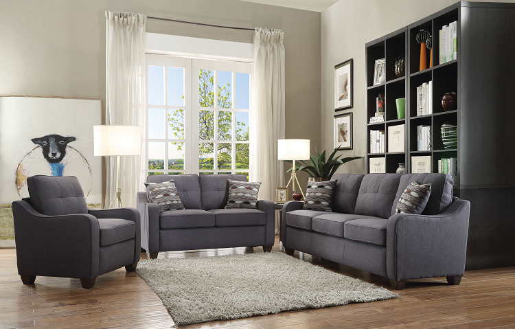 Cleavon II Gray Linen Sofa w/2 Pillows Half Price Furniture