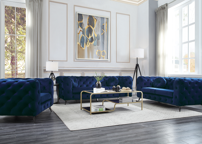 Atronia Blue Fabric Sofa  Half Price Furniture