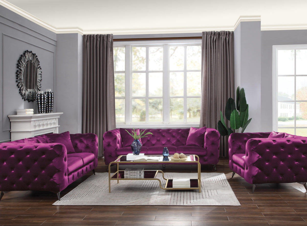 Atronia Purple Fabric Sofa  Half Price Furniture