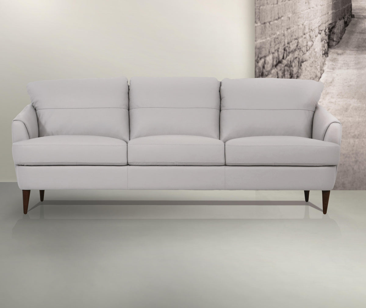 Helena Pearl Gray Leather Sofa  Half Price Furniture