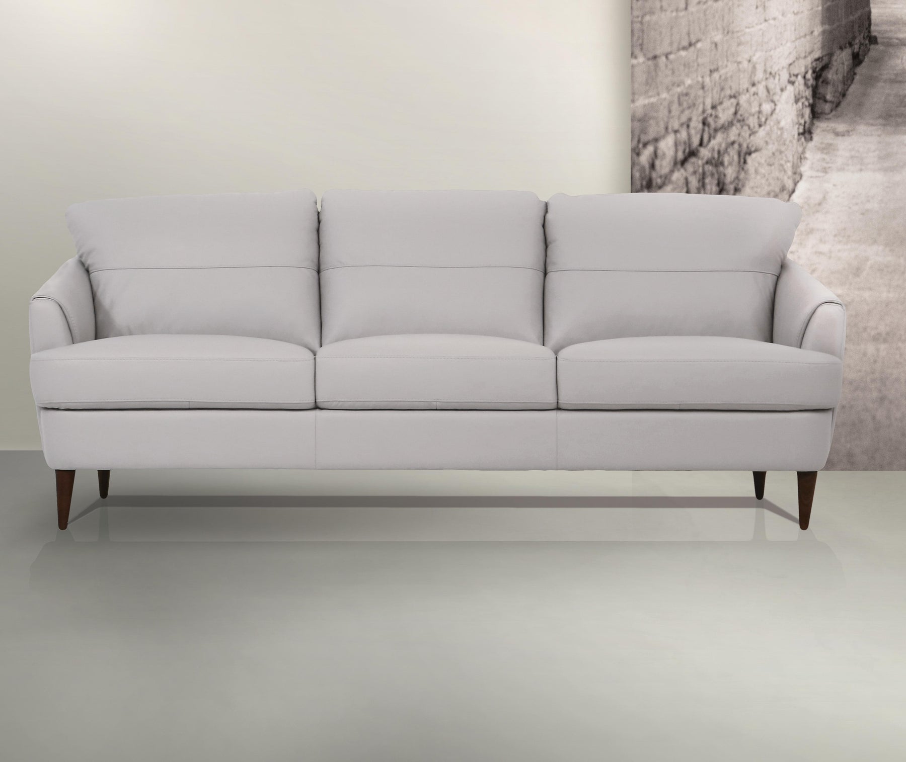 Helena Pearl Gray Leather Sofa Half Price Furniture