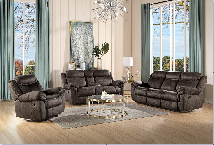 Zubaida 2-Tone Chocolate Velvet Sofa (Glider & Motion)  Half Price Furniture