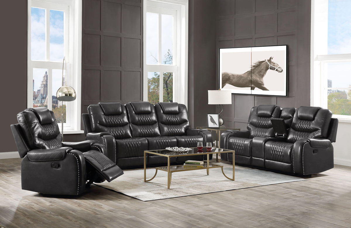 Braylon Magnetite PU Sofa (Motion)  Half Price Furniture