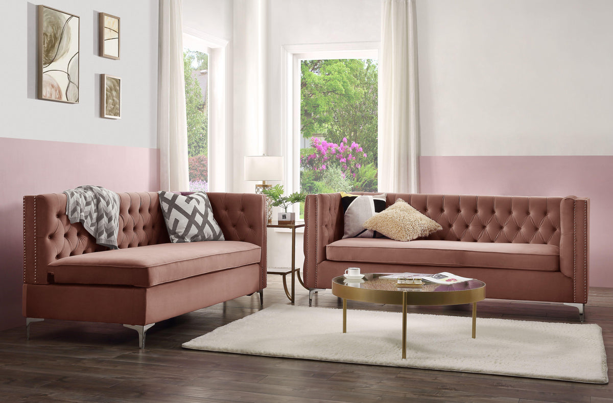 Rhett Dusty Pink Velvet Sectional Sofa  Half Price Furniture