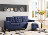 Earsom Blue Linen Sectional Sofa (Rev. Chaise) Half Price Furniture