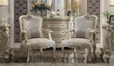 Picardy Fabric & Antique Pearl Chair & 1 Pillow Half Price Furniture