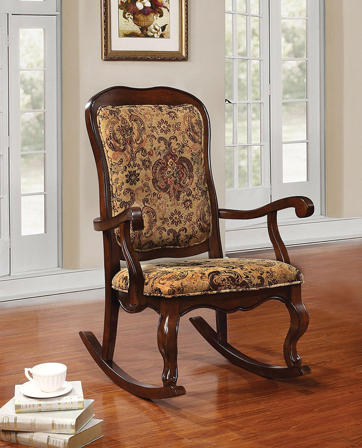 Sharan Fabric & Cherry Rocking Chair Half Price Furniture