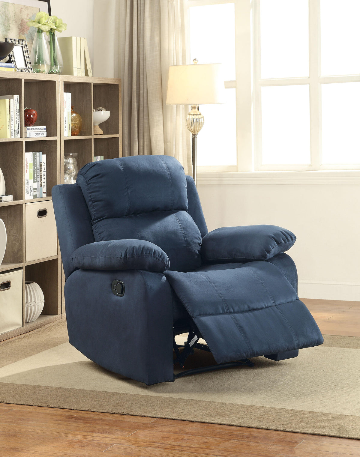 Parklon Blue Microfiber Recliner (Motion)  Half Price Furniture