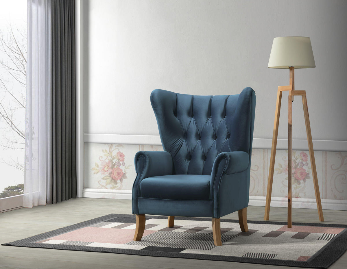 Adonis Azure Blue Velvet Accent Chair  Half Price Furniture