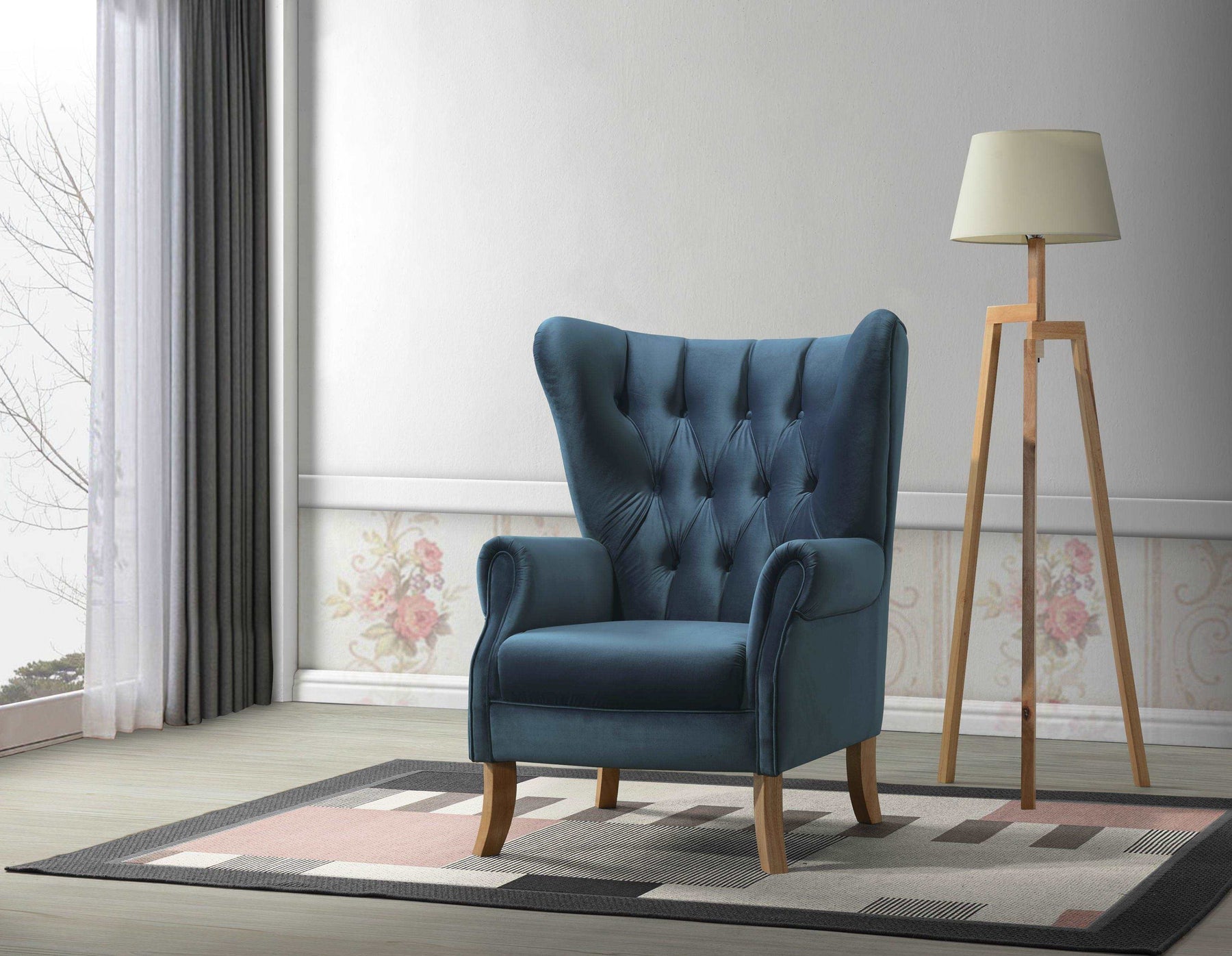 Adonis Azure Blue Velvet Accent Chair Half Price Furniture