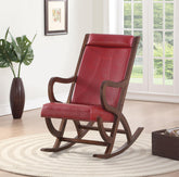 Triton Burgundy PU & Walnut Rocking Chair  Half Price Furniture