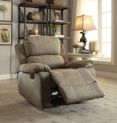 Bina Taupe Polished Microfiber Recliner (Motion) Half Price Furniture