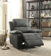 Bina Charcoal Polished Microfiber Recliner (Motion) Half Price Furniture