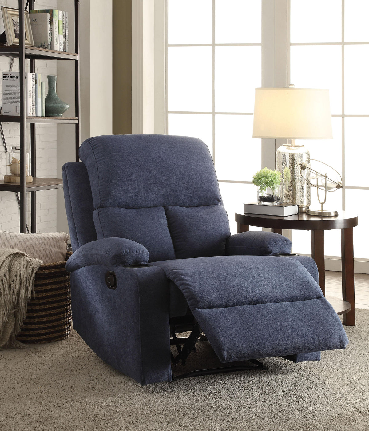 Rosia Blue Velvet Recliner (Motion) Half Price Furniture